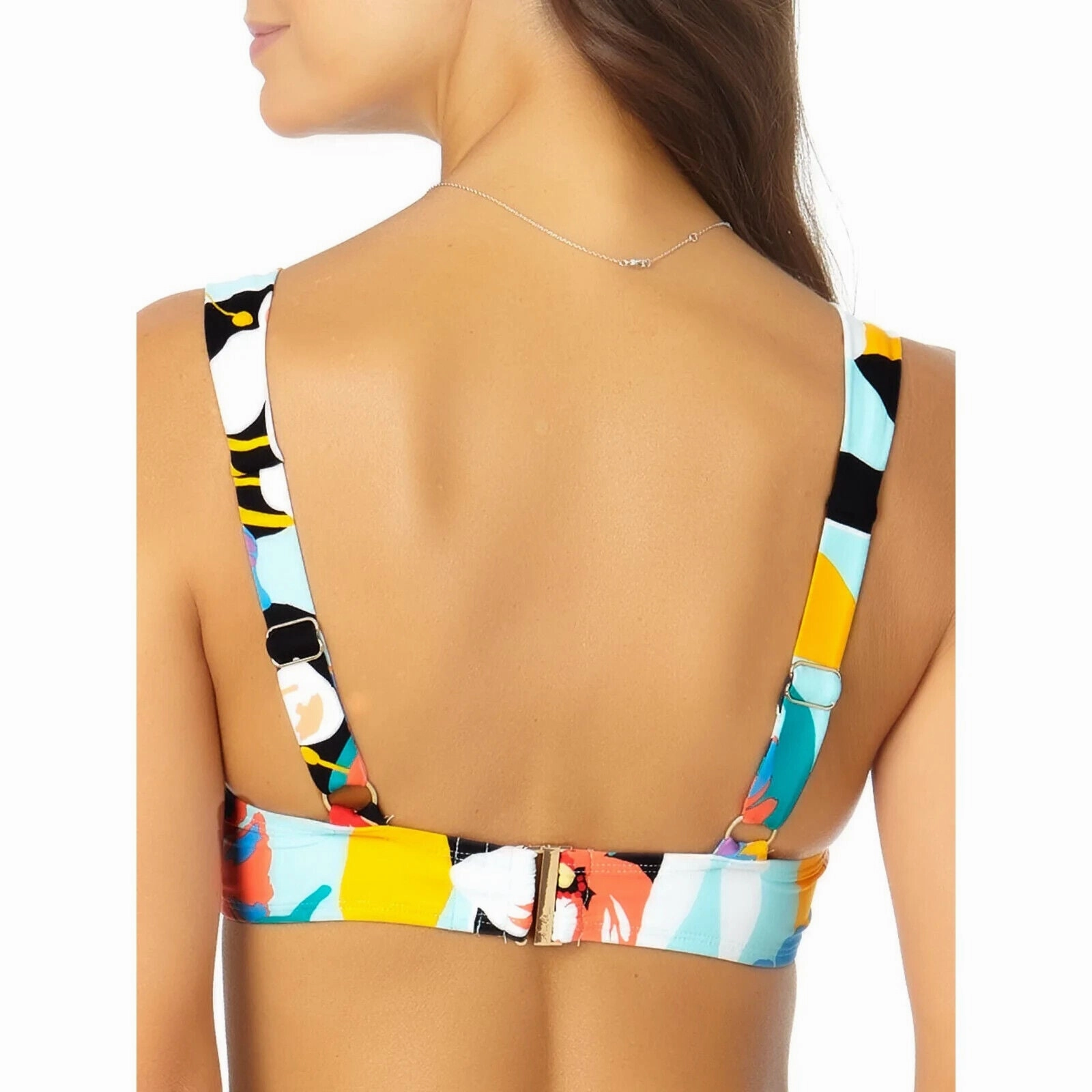 Anne Cole Modern Blooms Bikini Top Women's 34D/32DD Multi Twist Front ERK812