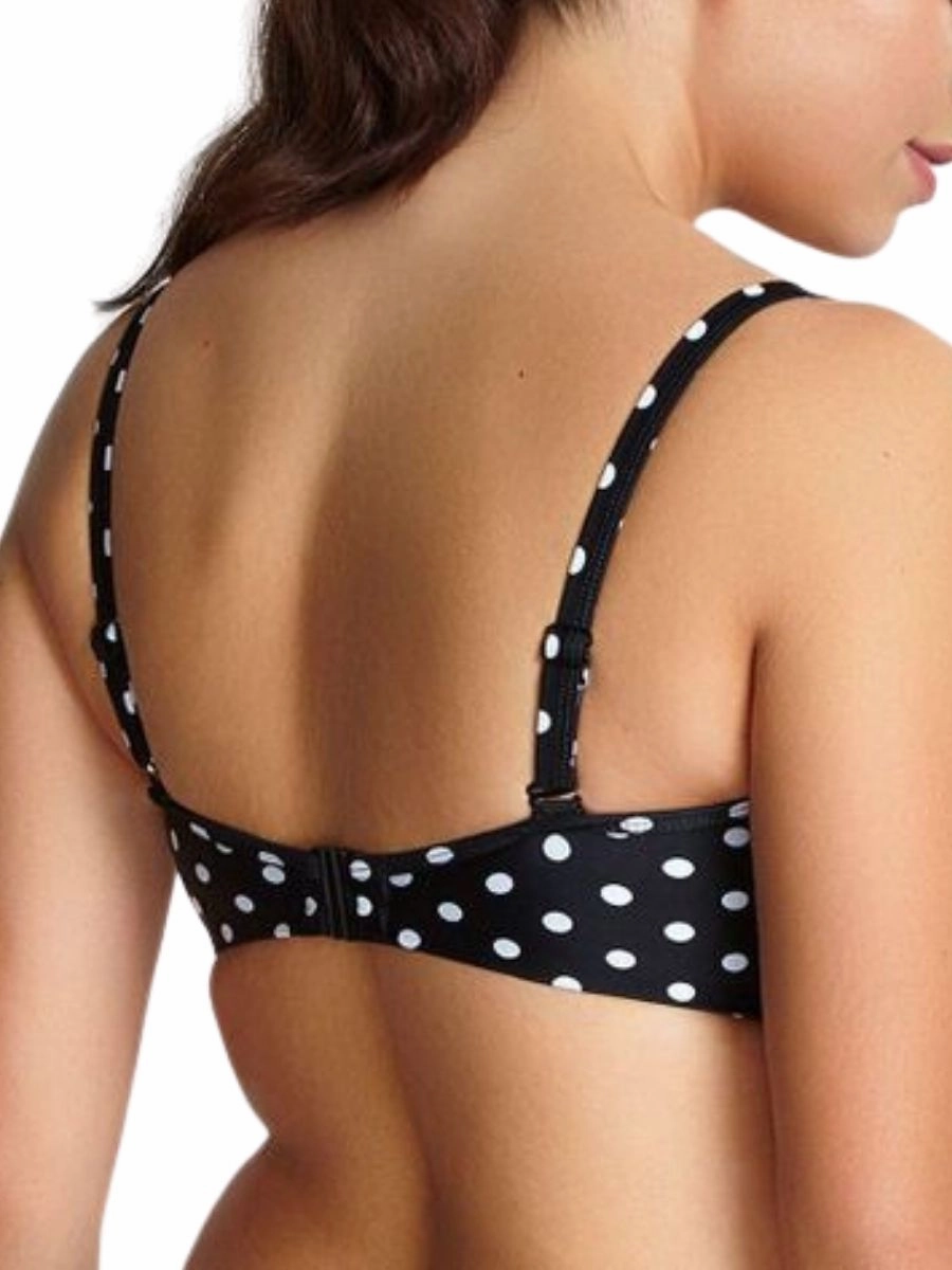 Anya Spot Twist Front Bandeau Bikini Top - Black/White