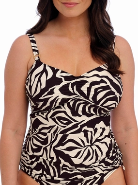Aruba Nights Adjustable Side Tankini Top - Black & Cream