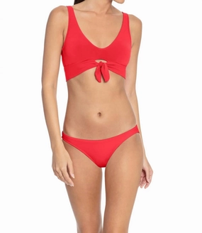 Ava Clean Finish Bikini Bottom In Fiery Red