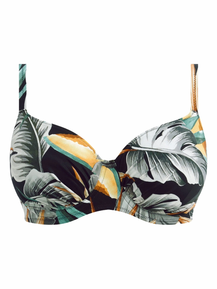 Bamboo Grove Gathered Full Cup Bikini Top - Jet
