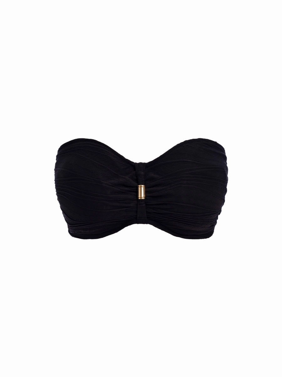 Beach Waves Bandeau Bikini Top - Black