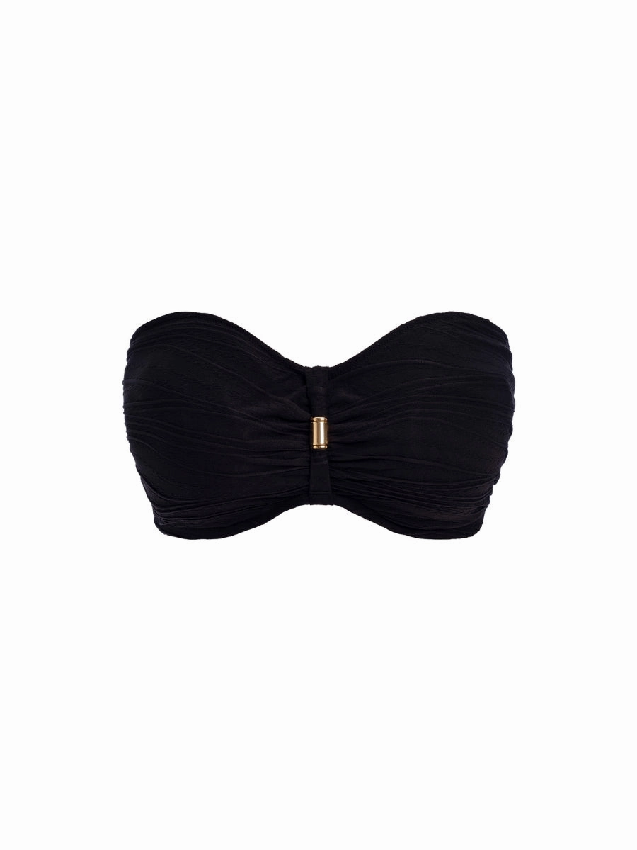 Beach Waves Bandeau Bikini Top - Black