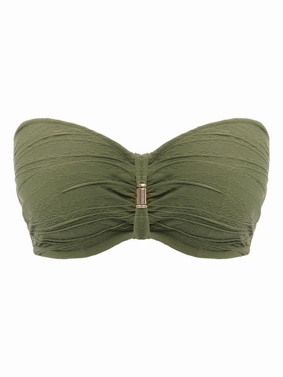 Beach Waves Bandeau Bikini Top - Olive
