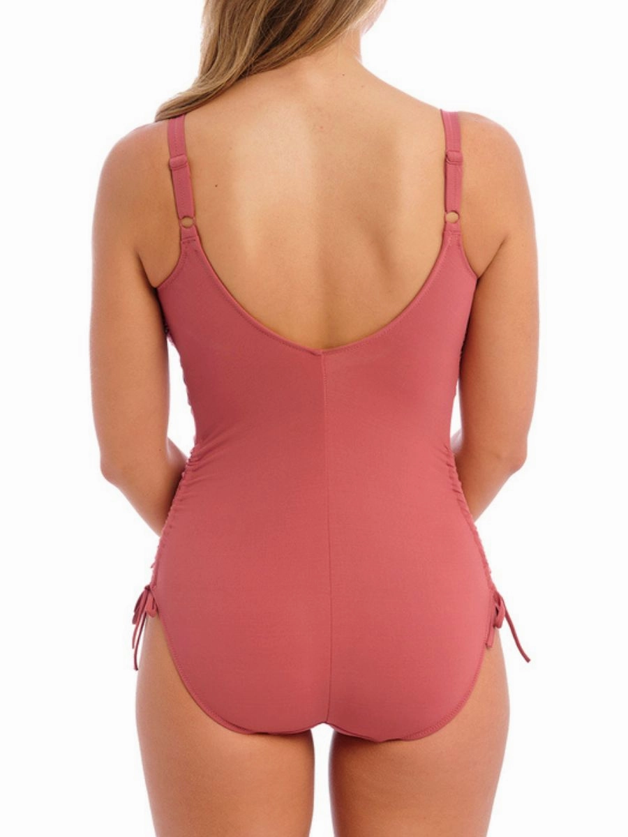 Beach Waves Twist Front Swimsuit - Persian Rose