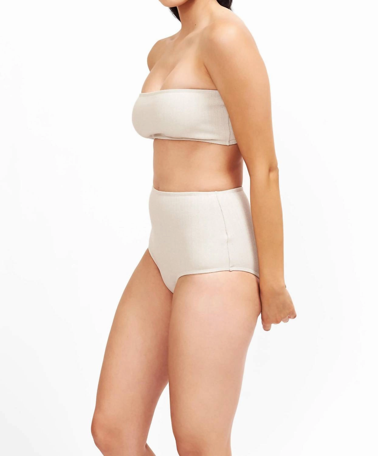 Bella High Waisted Bikini Bottom In Platinum