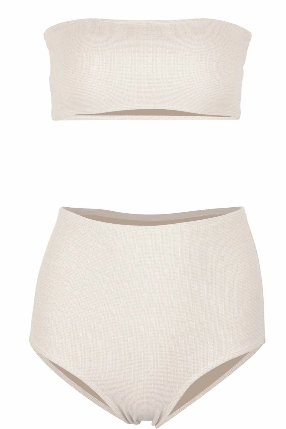 Bella High Waisted Bikini Bottom In Platinum