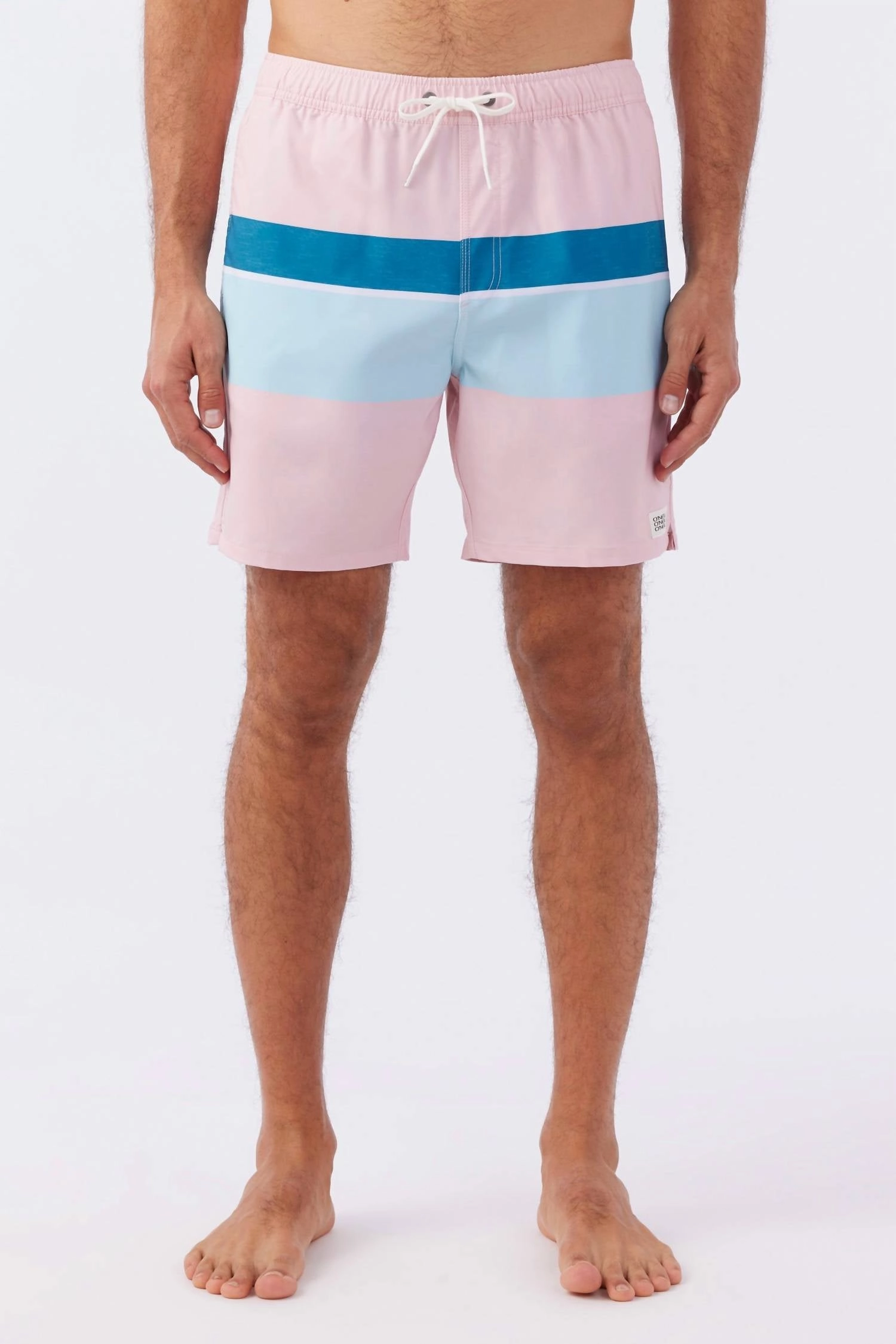 Block Volley Elastic Waist 17" Swim Trunks In Pink Dust