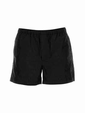 Boxer Swimsuit With Textured Fabric