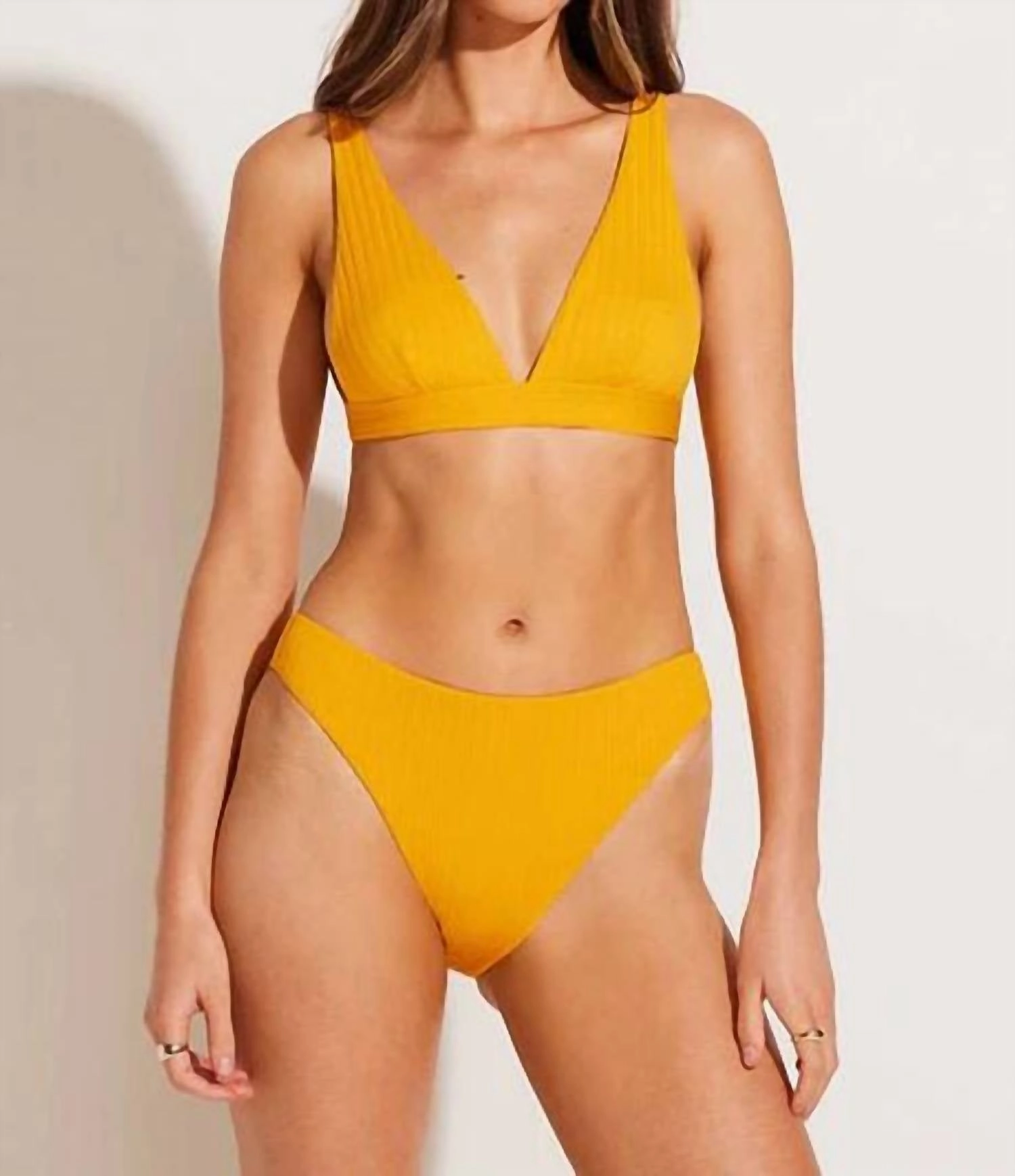 Cali High-Leg Bikini Bottom In Sunflower