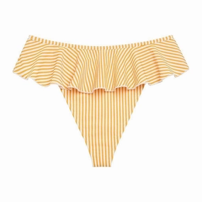 Canary Stripe Tamarindo Ruffle Bikini Bottom