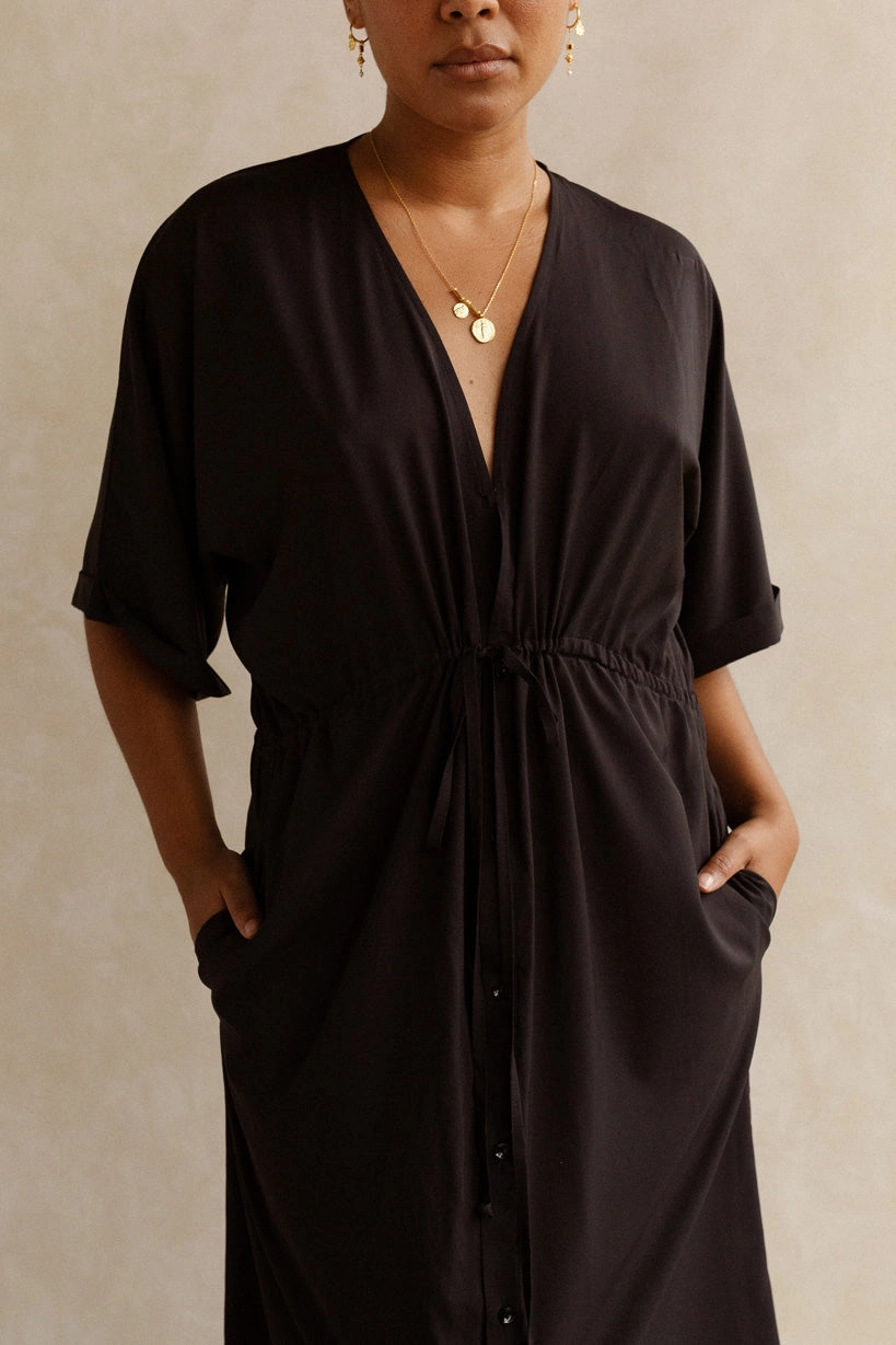 Cecile Kaftan Dress - Black