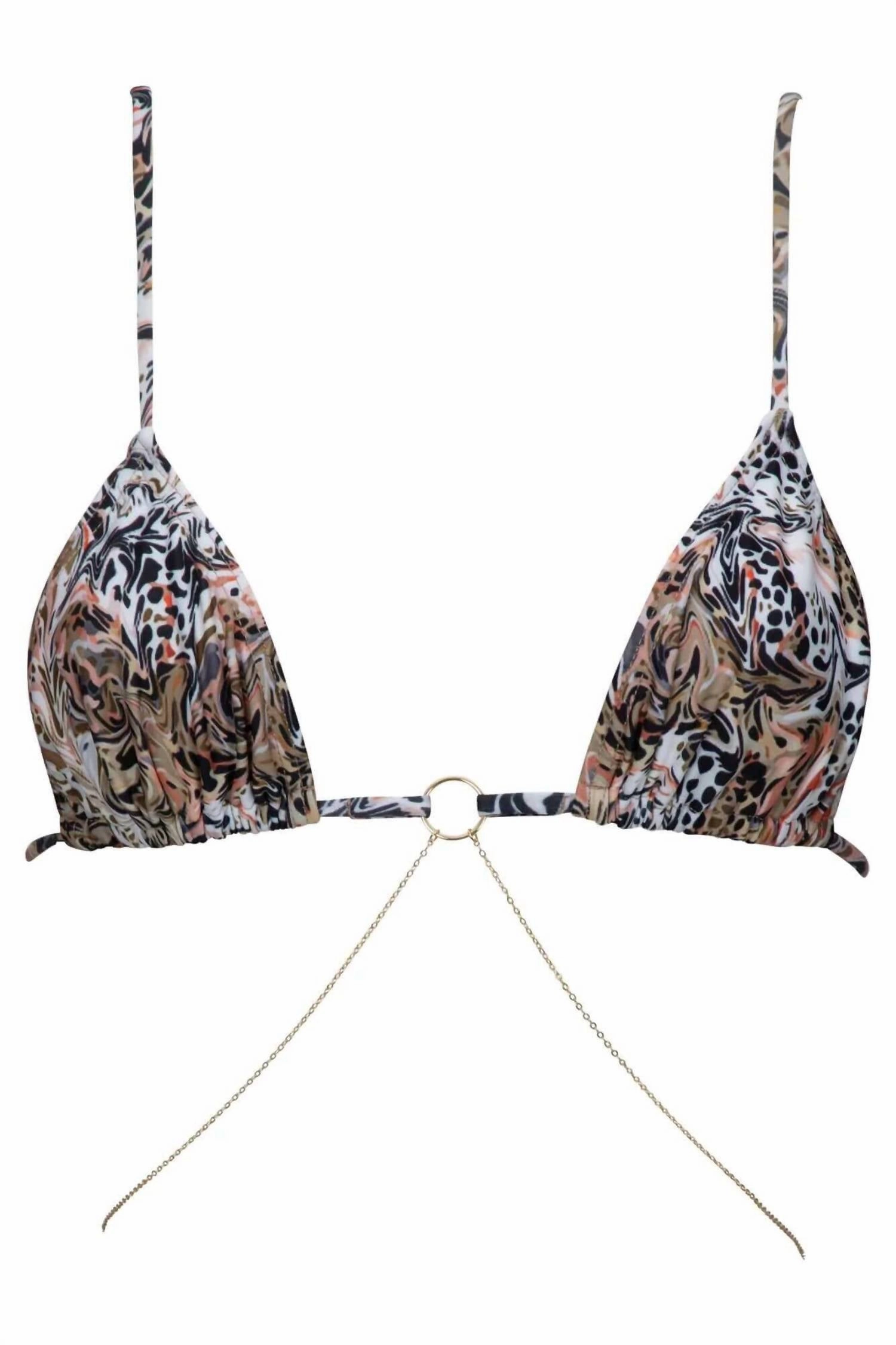 Chain Bikini Set In Brown Jungle