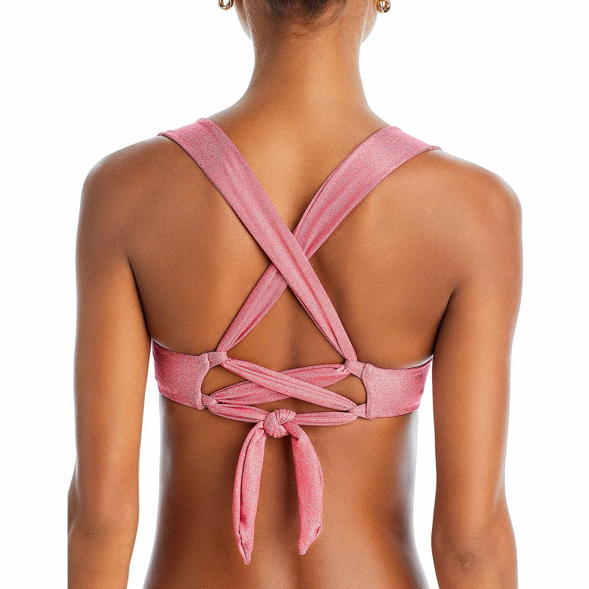 Chloe Womens Solid Metallic Bikini Swim top