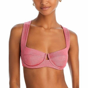 Chloe Womens Solid Metallic Bikini Swim top