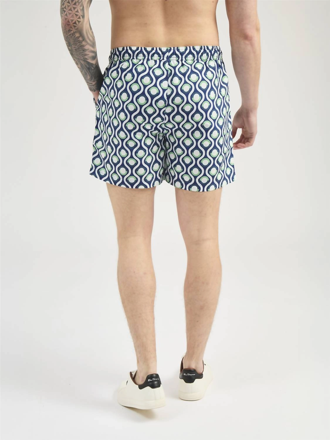 Circle Geo Swim Shorts In Grass Green