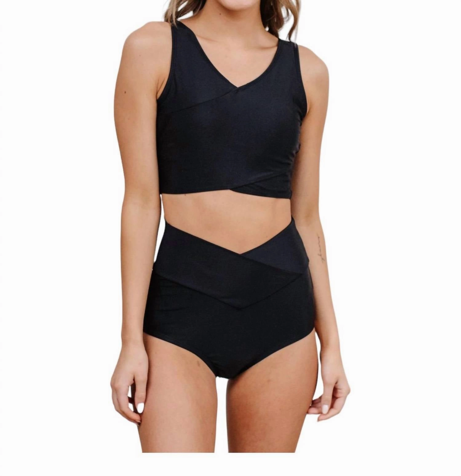 Come Sail Away Swim Top In Black