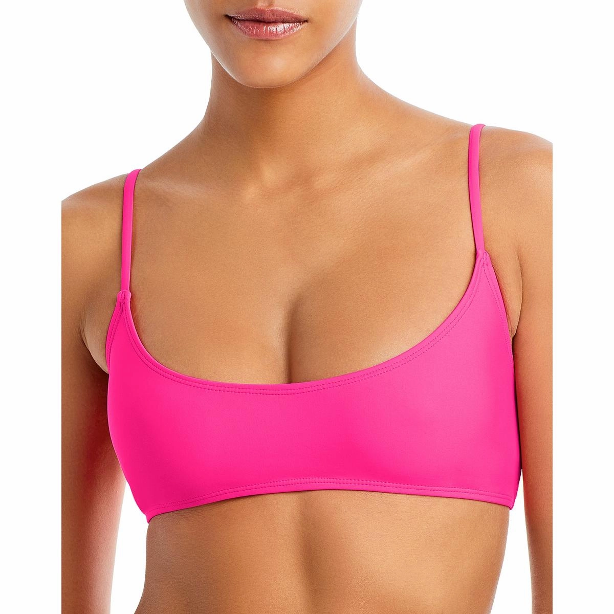 Deep Scoop Top Womens Solid Nylon Bikini Swim top