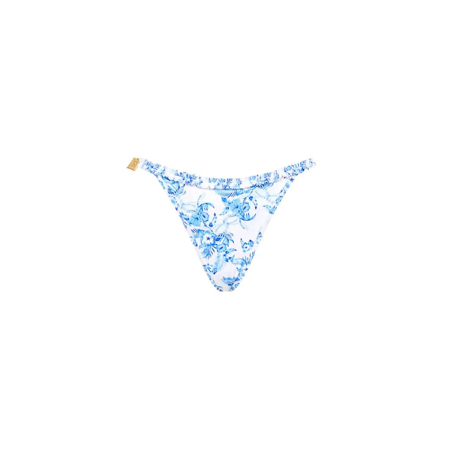 Double Ruffle Adjustable Cheeky Bikini Bottom In Vintage Paradise