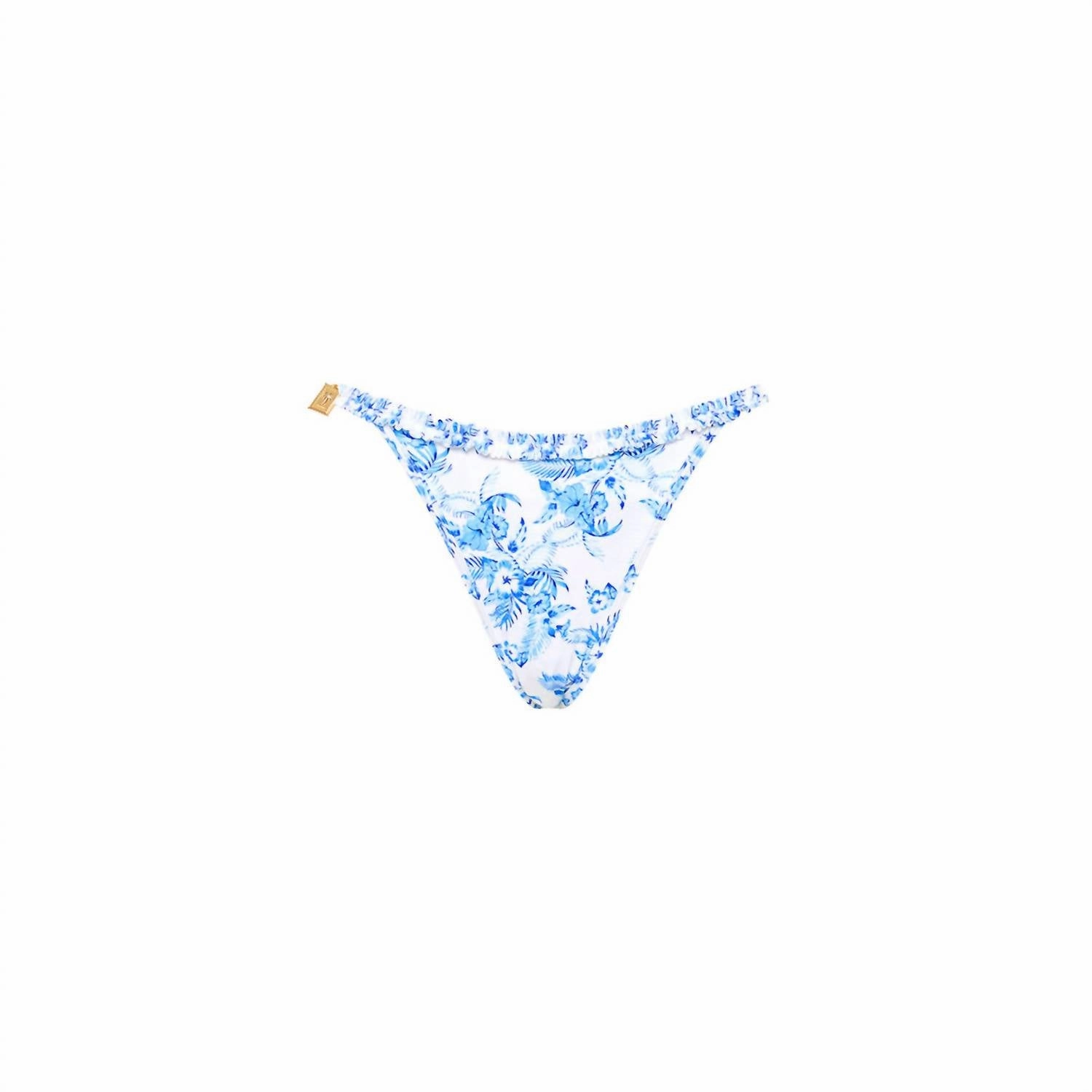Double Ruffle Adjustable Cheeky Bikini Bottom In Vintage Paradise