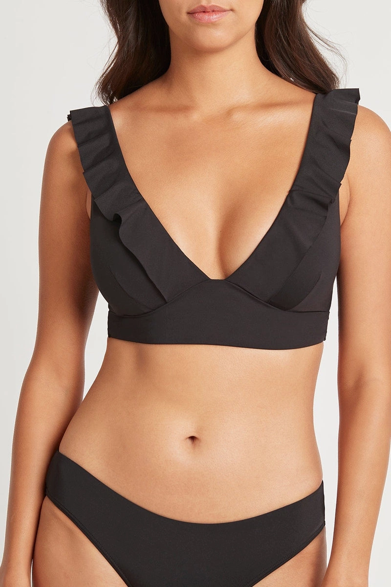 Eco Frill Bra Top Black
