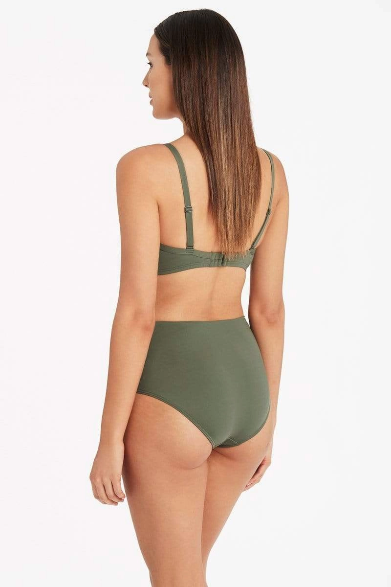 Eco High Waist Gathered Pant Khaki