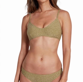 Elise Bralette Bikini Top With Adjustable Straps Lurex In Green