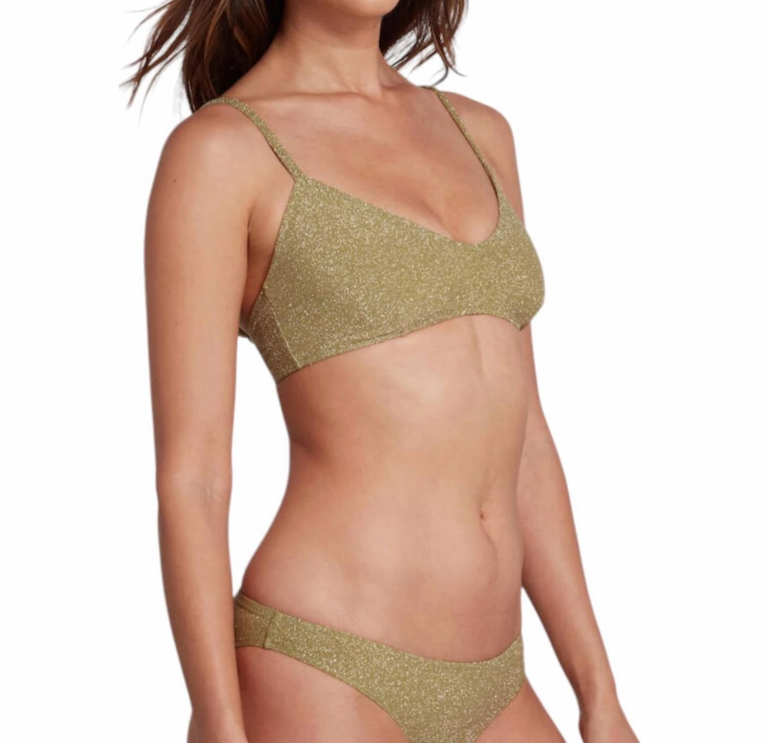 Elise Bralette Bikini Top With Adjustable Straps Lurex In Green