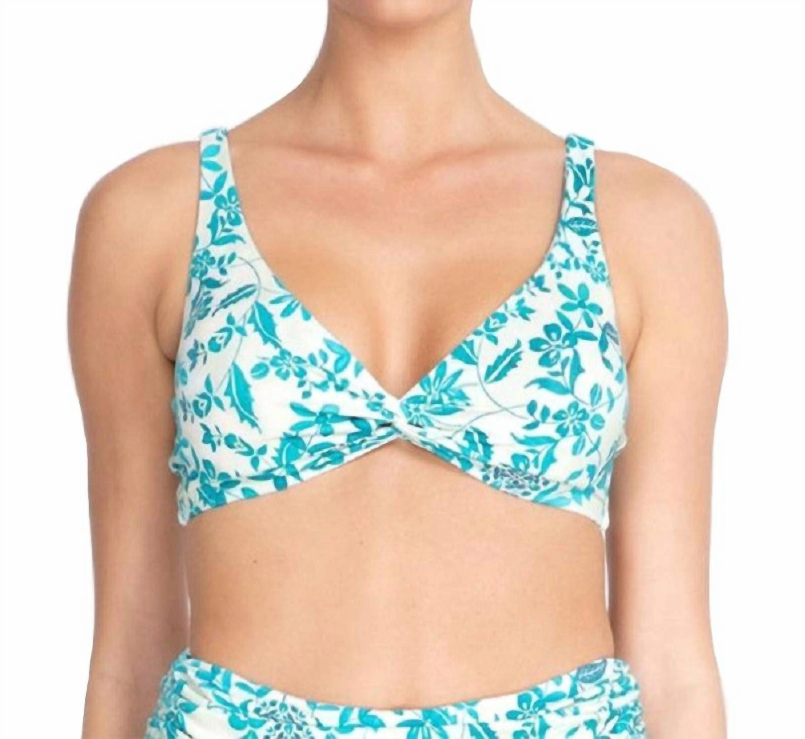 Ellyo Twist Bikini Top In Blue Multi