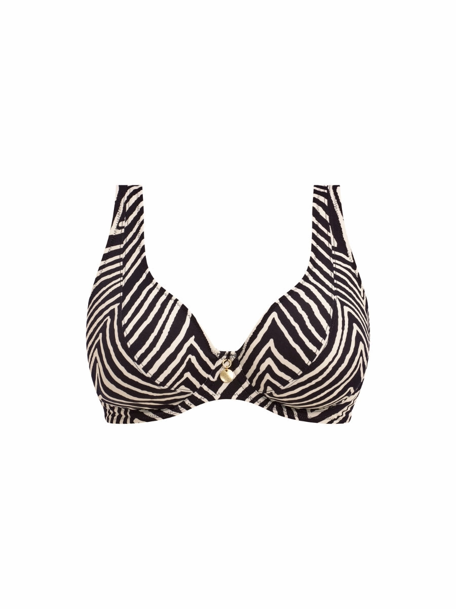 Fiji Falls High Apex Bikini Top - Black