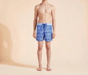 Flocked Aquarium Swim Shorts In Flax Flower