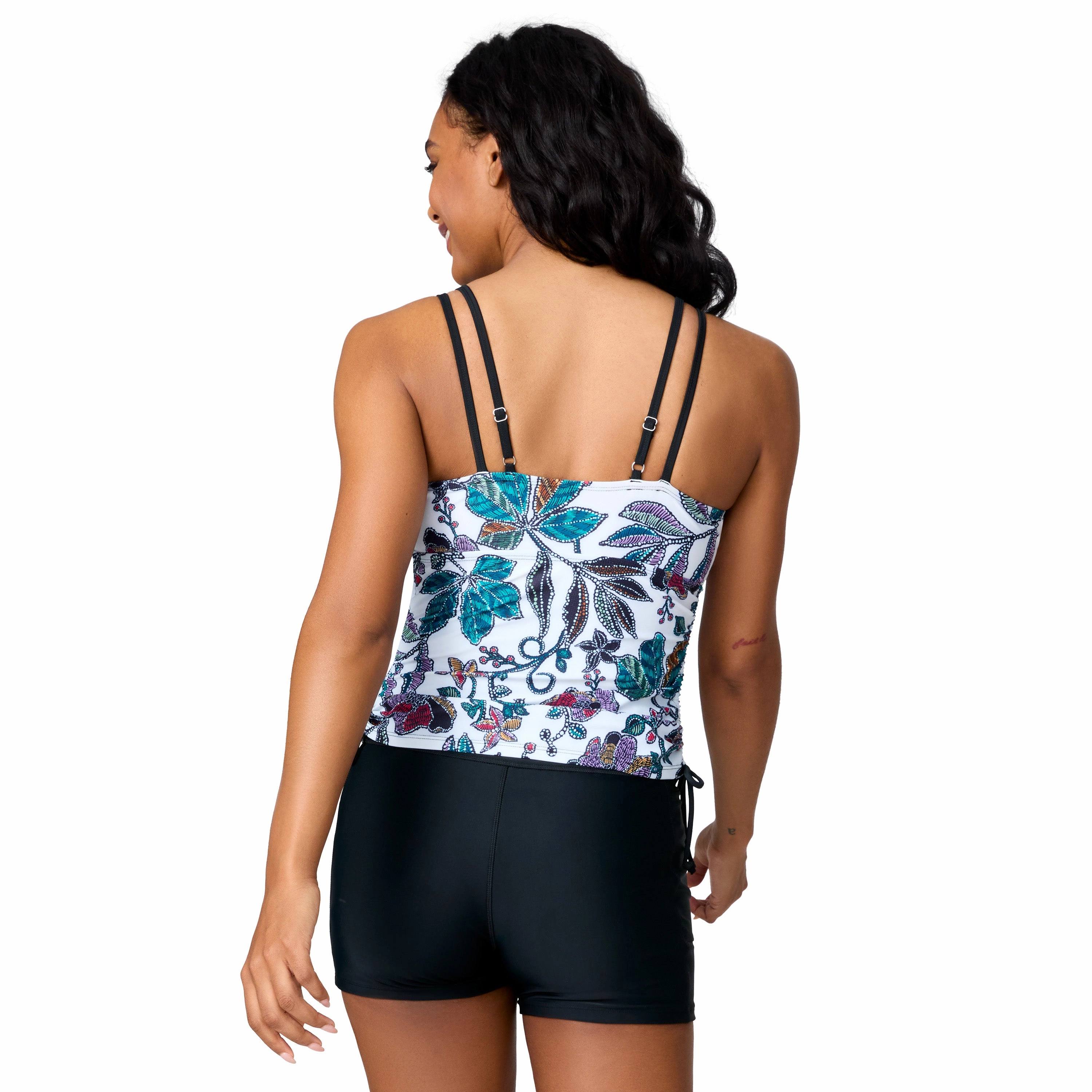 Free Country Women's Side Shirred V-Neck Tankini Top