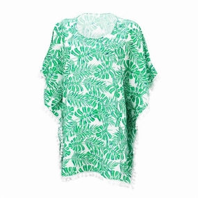 Frond Of Mine Tropical Pom Pom Cover Up In Green