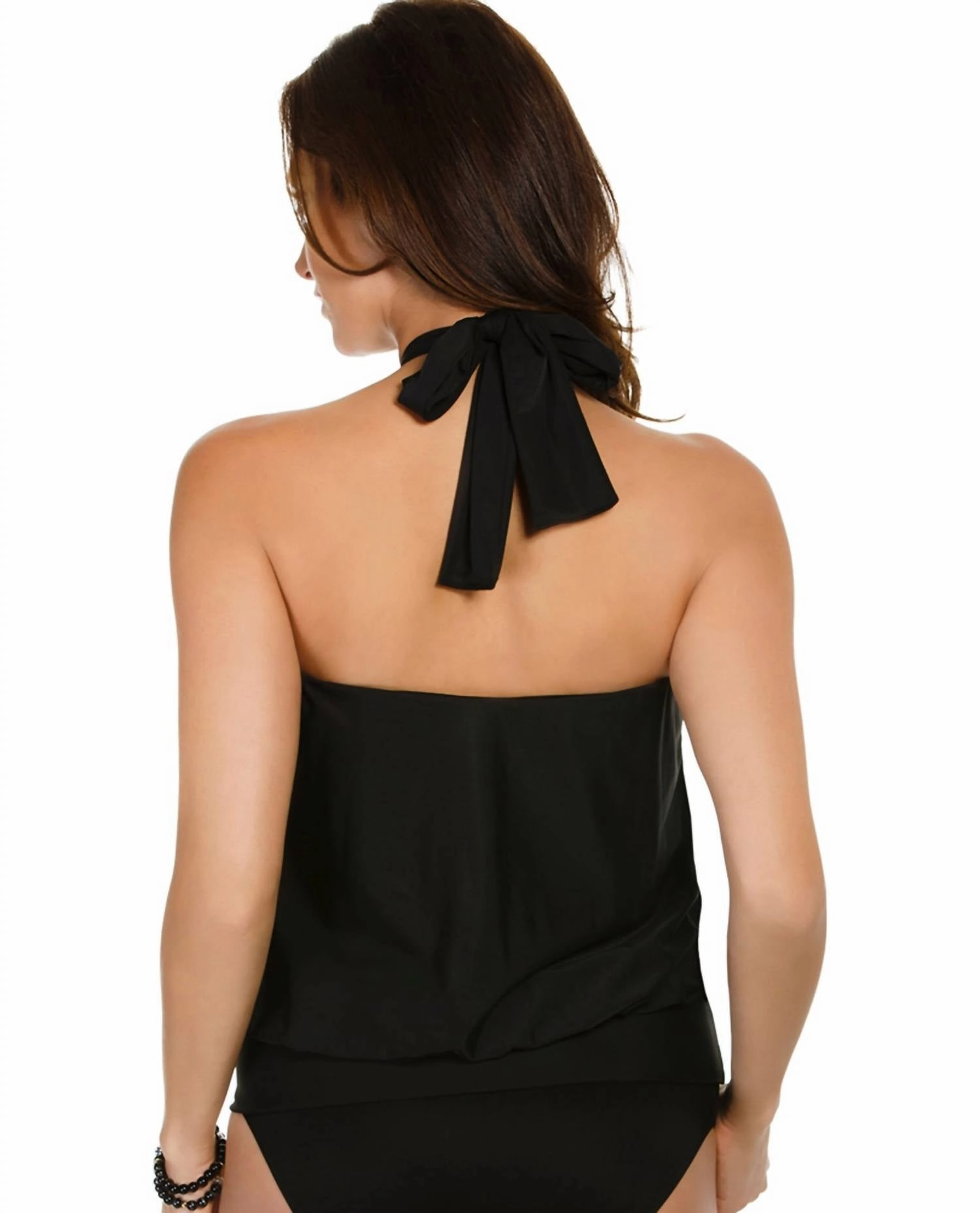 Halter Blouson Underwire Tankini Top In Black