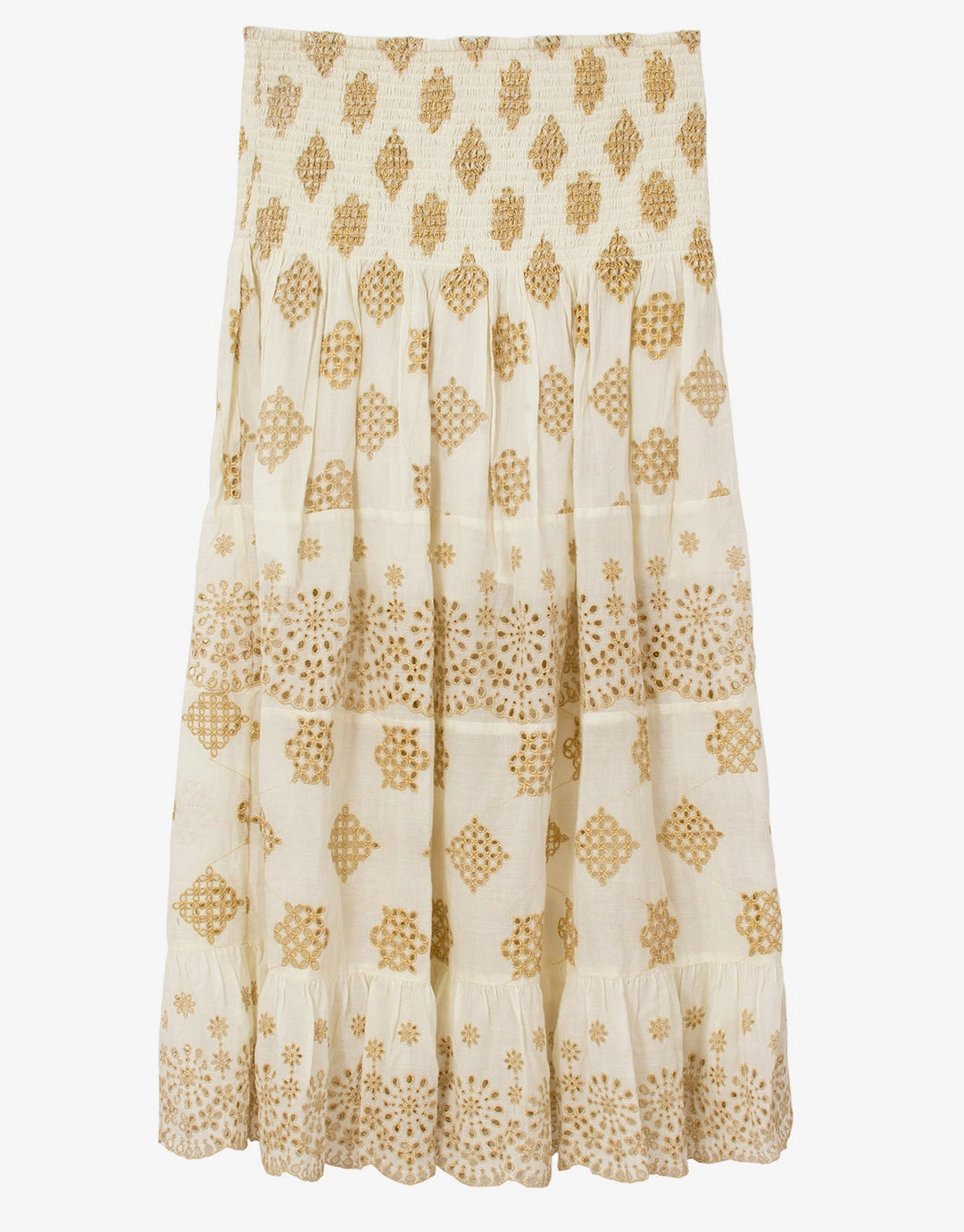 Haven Evie Smocked Cover Up - White/Gold