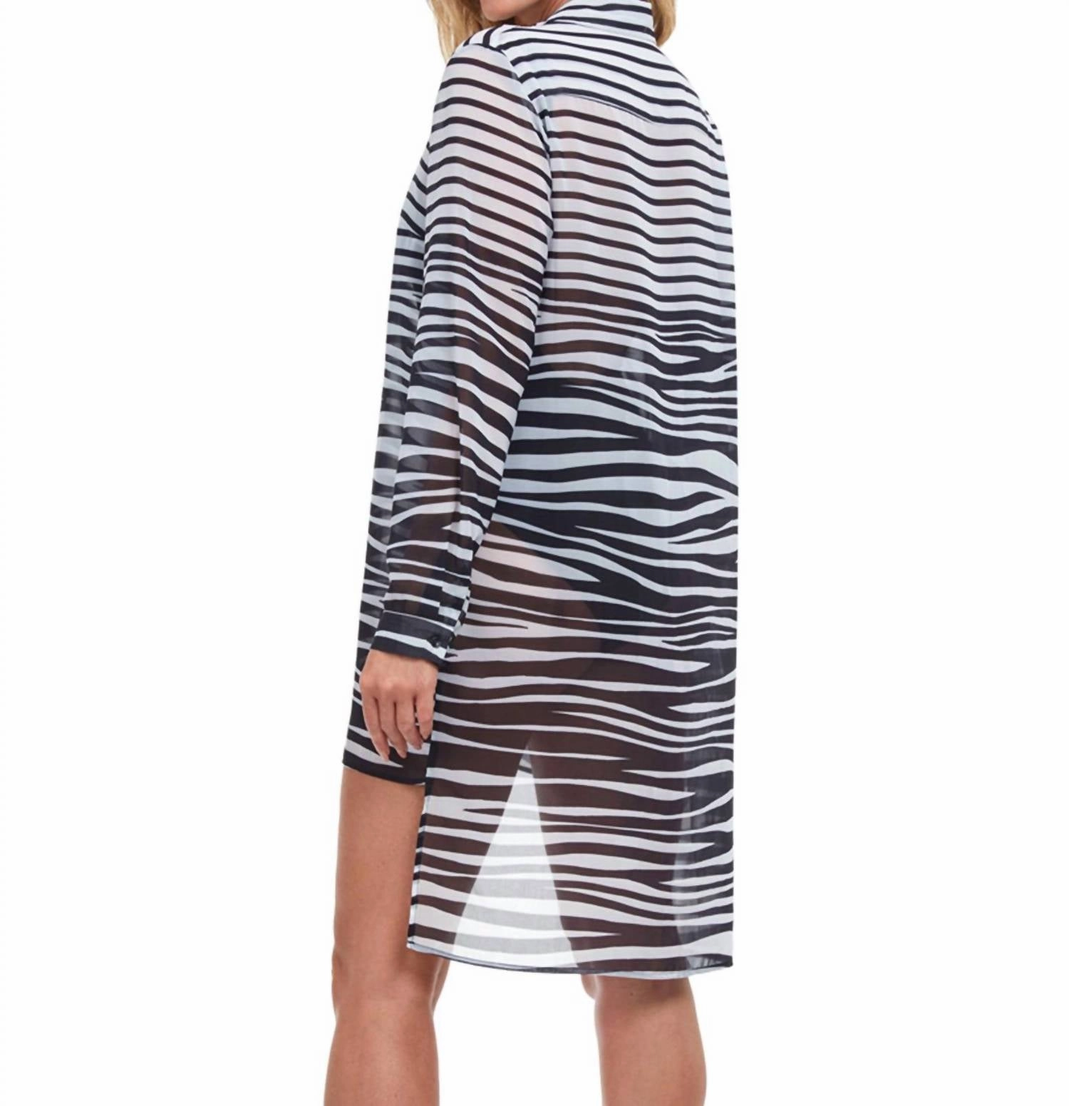 High Low Cover Up Beach Blouse In Got Black