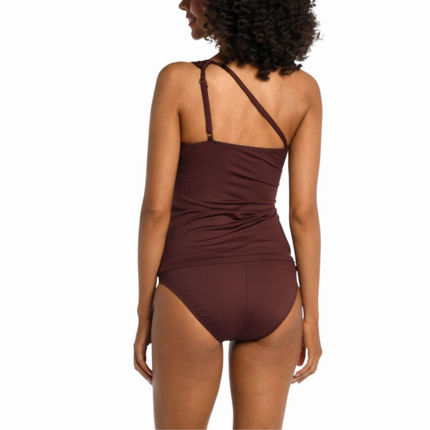 Island Goddess One Shoulder Keyhole Tankini Top In Java