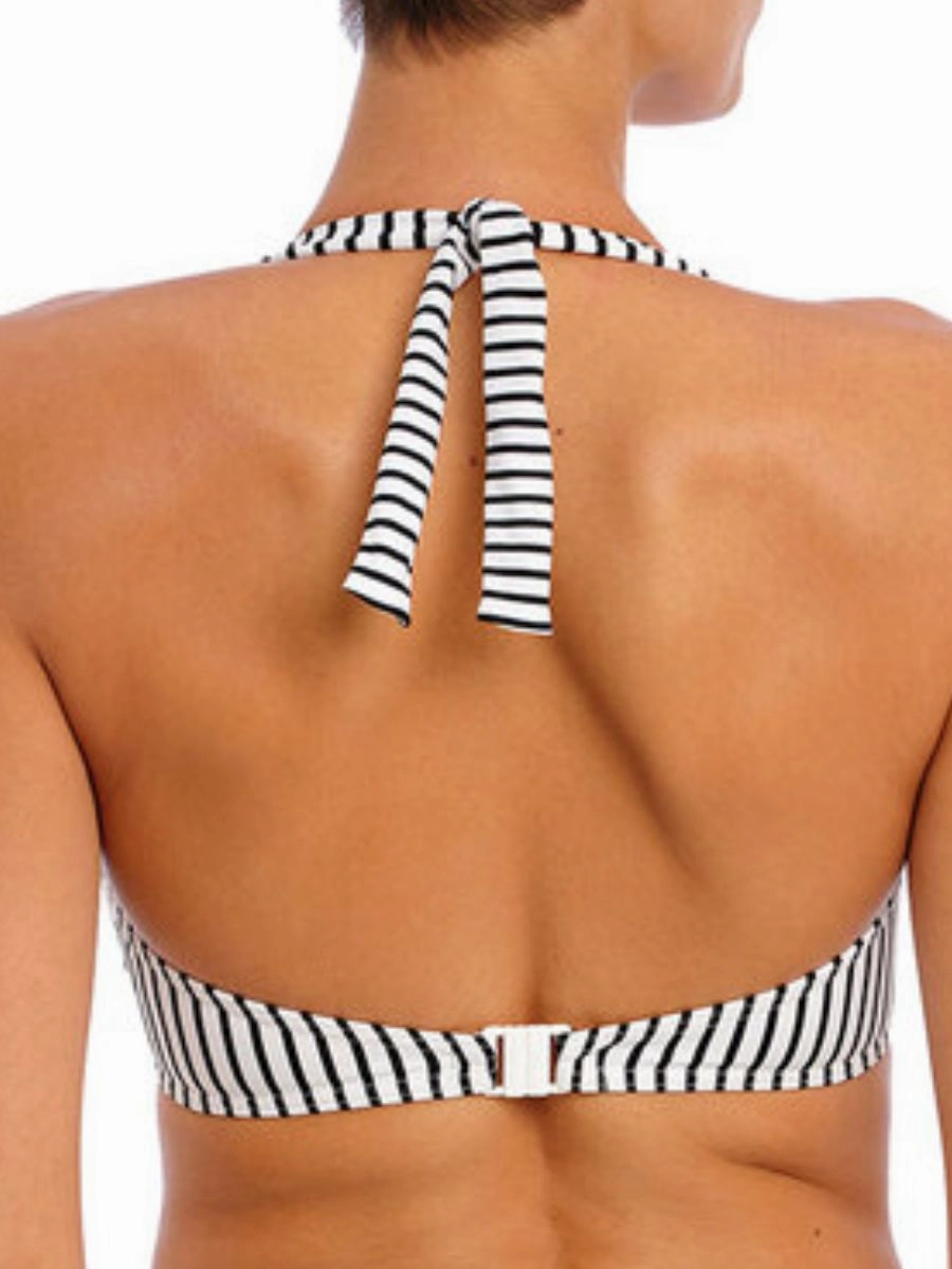 Jewel Cove Halter Bikini Top - Stripe Black
