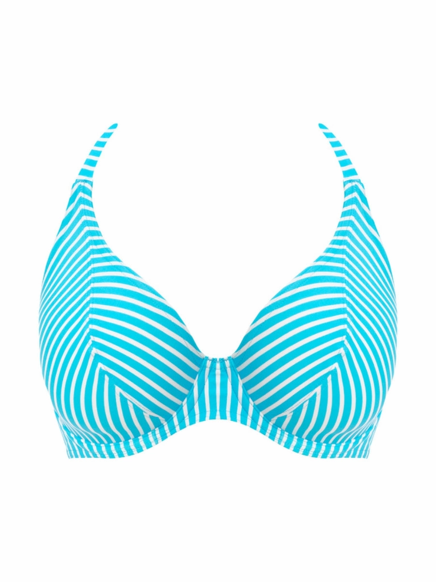 Jewel Cove Halter Bikini Top - Stripe Turquoise