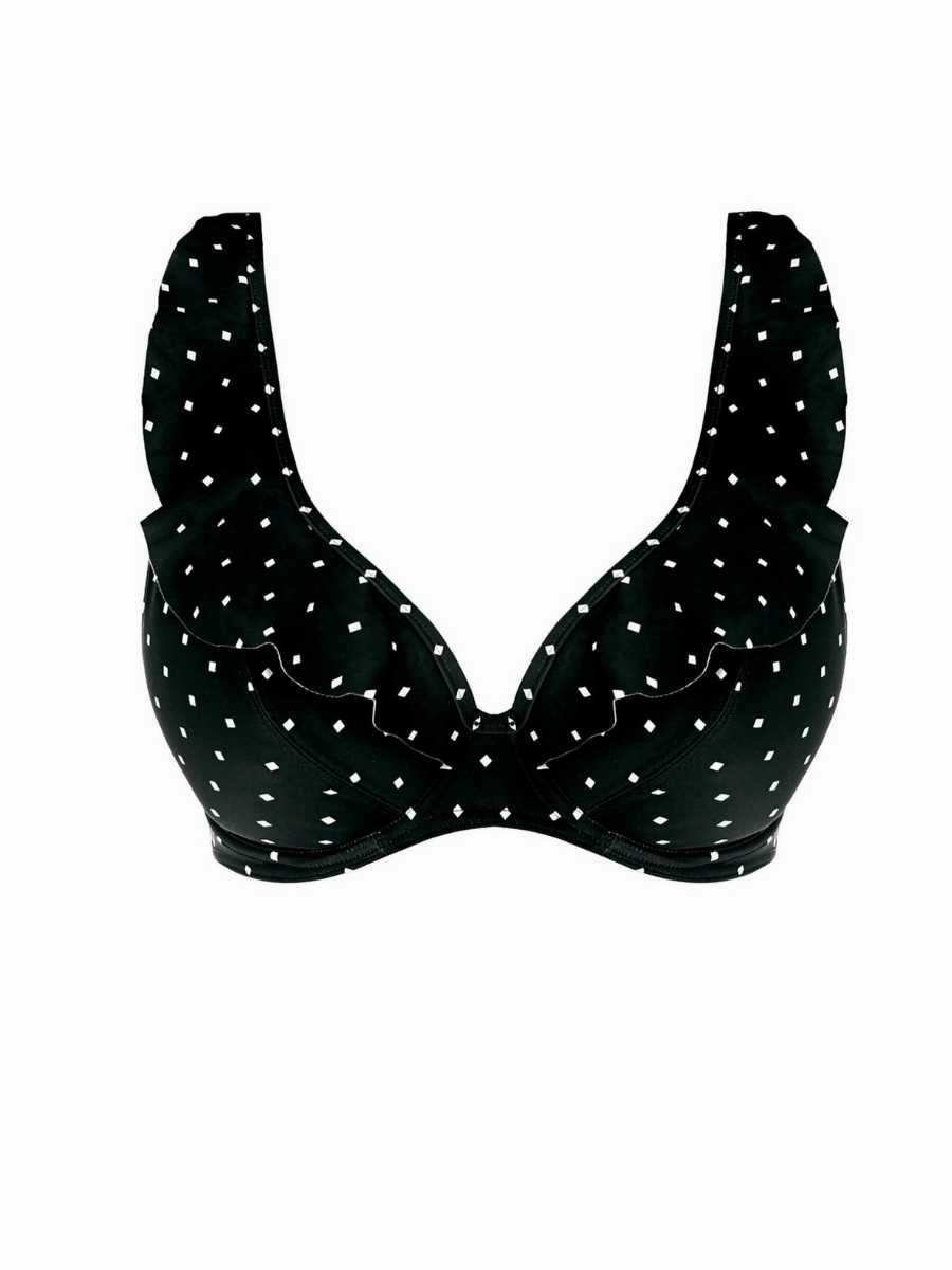 Jewel Cove High Apex Bikini Top - Black