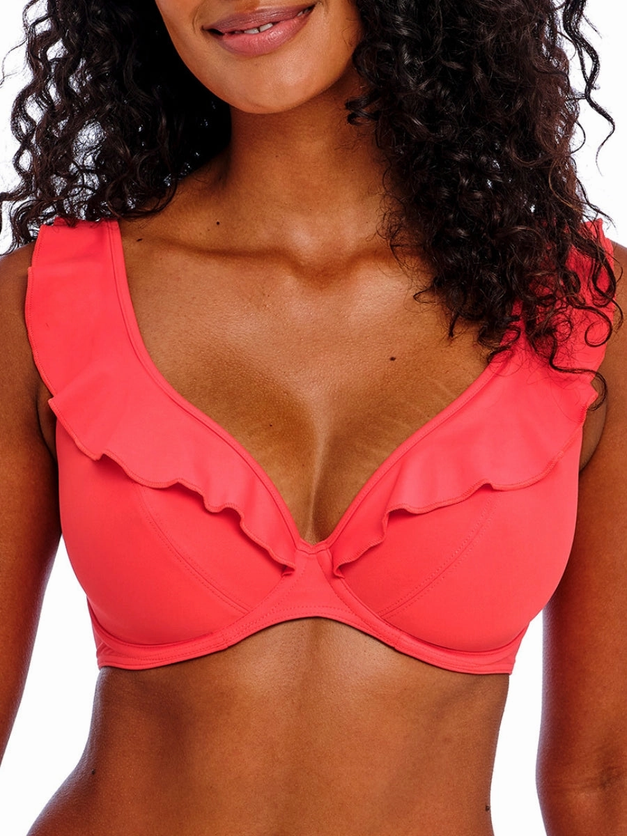 Jewel Cove High Apex Bikini Top - Plain Sunset