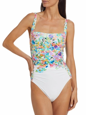 Johnny Was Women's Ruched One-Piece Swimsuit, Wild Bloom