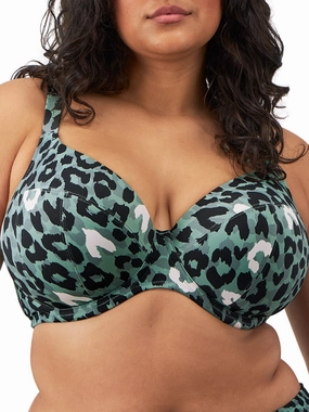 Jungle Bay Plunge Bikini Top - Olive