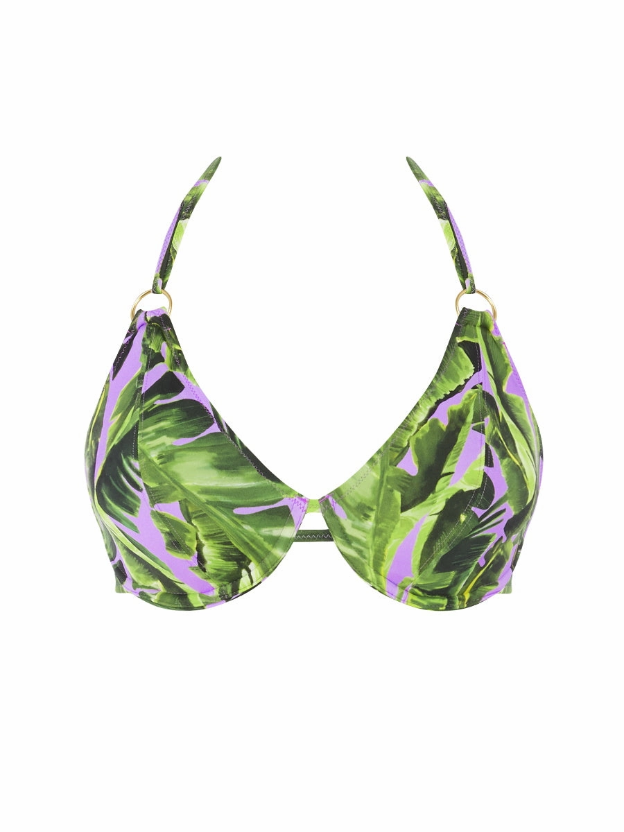 Jungle Oasis Halter Bikini Top - Cassis