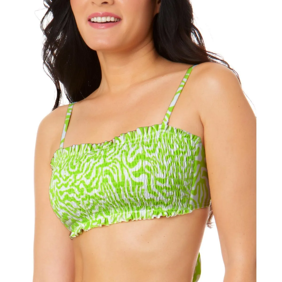 Juniors Zoorama Womens Animal Print Bandeau Bikini Swim top
