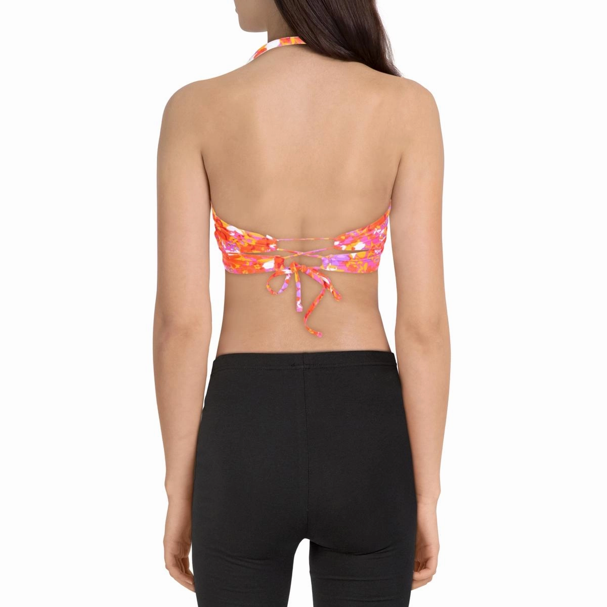Juniors Womens Floral O-Ring Swim Top Separates