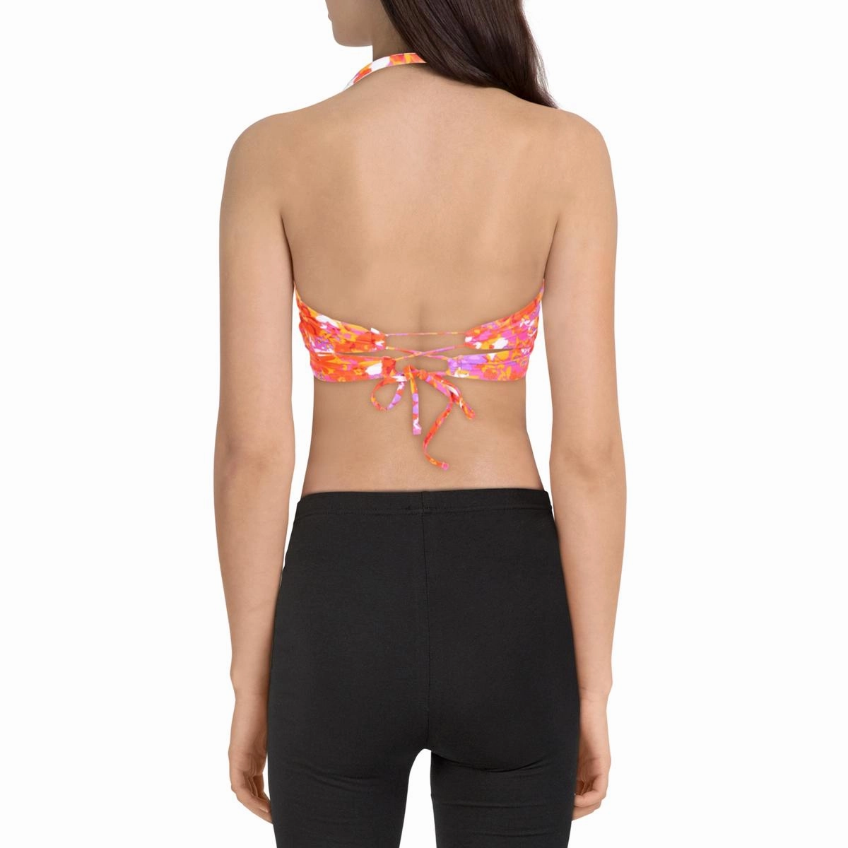 Juniors Womens Floral O-Ring Swim Top Separates