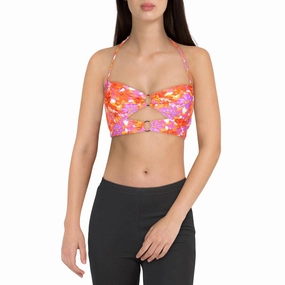 Juniors Womens Floral O-Ring Swim Top Separates