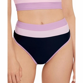Juniors Womens High Waist Contrast Trim Swim Bottom Separates