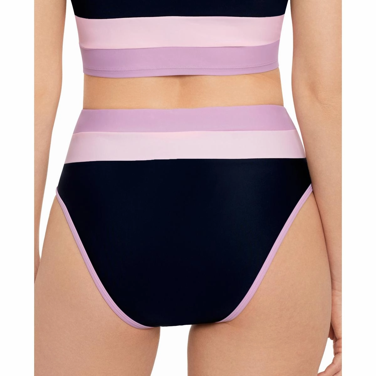 Juniors Womens High Waist Contrast Trim Swim Bottom Separates